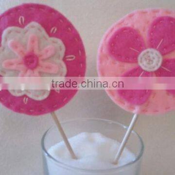 2017 best selling new product decorative custom handmade fabric felt cheap fashion artificial flower stick wholesale