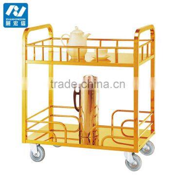 Luxury Food Service Flambe Trolley With Double Gas Stoves and Wheels photo-5