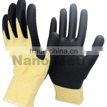 NMSAFETY 13 gauge soft yellow color liner pu cut resistant gloves anti cutting gloves