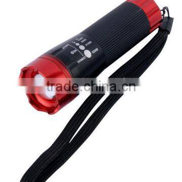 Red color Aluminum Zoom 3 modes 1watt super bright led flashlgiht