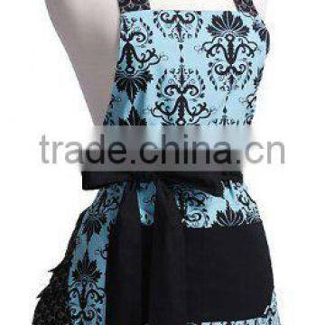 Women's Apron Original Aqua Damask