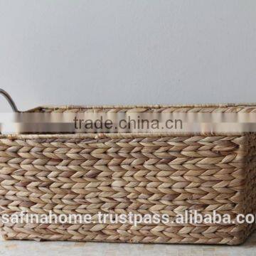 Tapered shape water hyacinth basket with handles