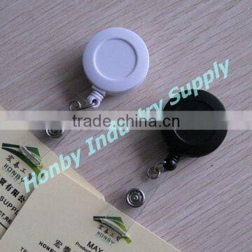 Round White Retractable Badge Pull Reel