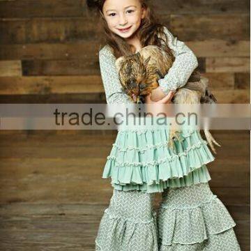 Modern fashion kids wear ruffle cotton outfits sets fancy clothes wholesale children clothing set