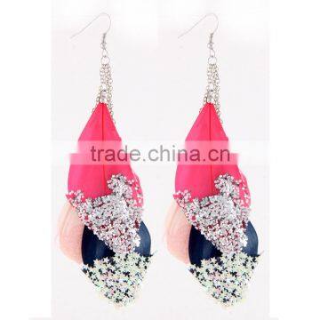 Website Colorful Feather Earring,korean Earrings Woman,Bohemia Costume Jewelry Earring photo-5
