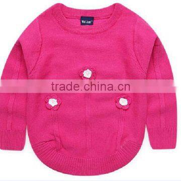 custom factory latest fancy embroidered flower winter kids cottton sweater