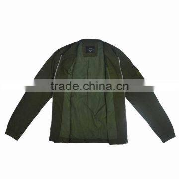 Spring Olive Green Denim Bomber Jacket Mens photo-3