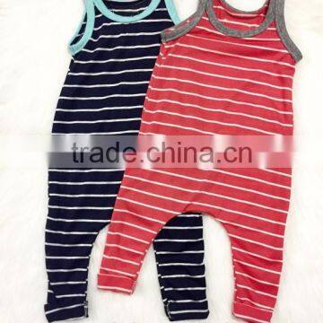 Wholesale winter children pajamas thick stripes sleeveless boys plain romper