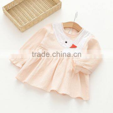 S60622B 2017 Baby Long Sleeve Animal Swan Clothing Wholesale Children Girls Cartoon Dress photo-5