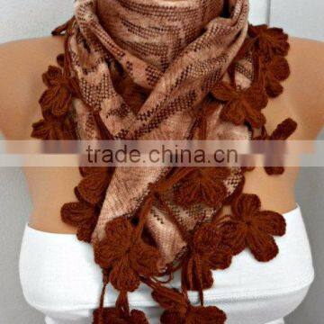 Brown Scarf Fringe Scarf Cowl Scarf by Fatwoman Best Selling Item Scarf Women Fashion Accessories Winter Accessori photo-3