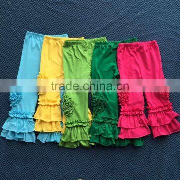 XF-095 wholesale cotton child girls Triple ruffle icing ruffle Pants Girls Leggings Pants