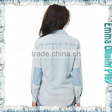 Chinese Manufacturer Girls Sexy Bleaching Wash Jean Shirt photo-2