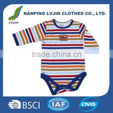 Multicolor 100% Cotton Yarn Dye Interlock Baby Boy Romper/Long Sleeve for Spring and Autumn