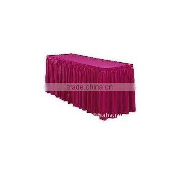 Wedding table skirting with shirred pleat box pleat and table linen and polyester table skirting cover