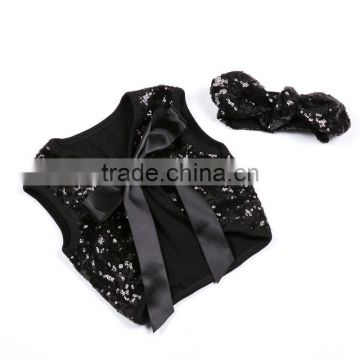 clothes made in china new design sequin kids vest with headband