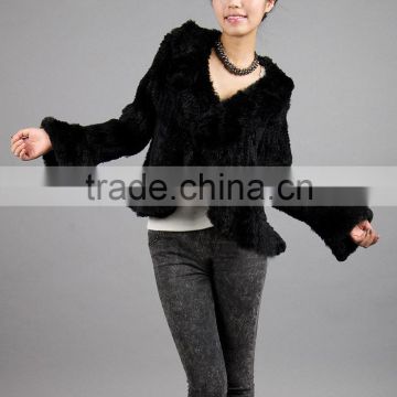 YR639 Fashionable Factory Direct Sale Knitting Rabbit Fur Poncho