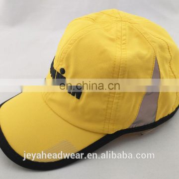 Custom Reflective trimming sports caps back fastening letters embroidered running sports caps