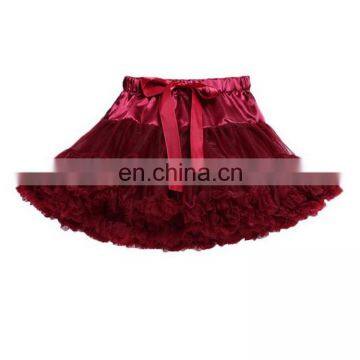 2015 New pattern fluffy tutu skirt for girls fashion wine red baby girls birthday skirt