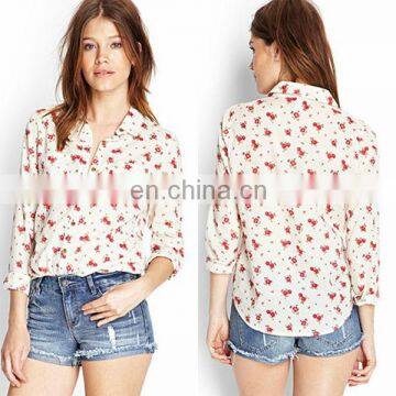 New Design Long Sleeve Chiffon Fashion Shirt Blouse