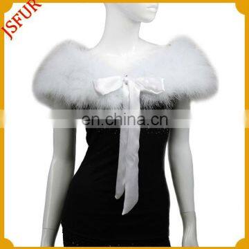 Fashion white bridal wrap turkey feather shawl cape