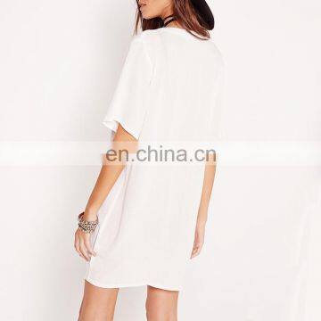Latest Fashion Blouse Design White See Through White Shirt photo-4