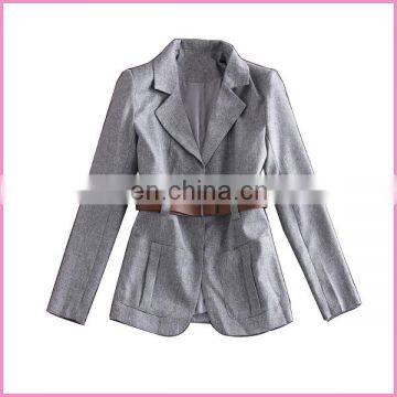 Fashion Design Lapel Belted With Lining Office Jacket Suit
