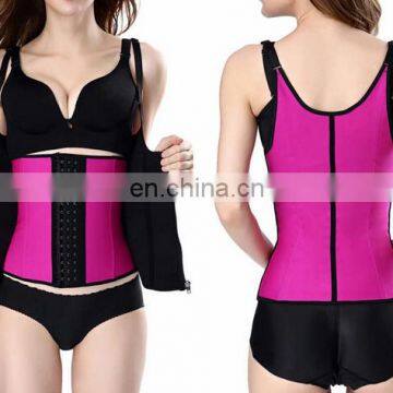 Two Layers Design Women Waist Trainer Vest Hooks Zipper Fitness Bodysuit