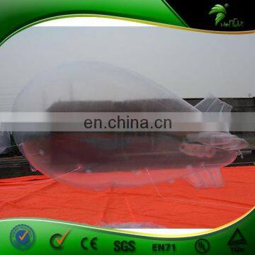 Promotional Purpose Clear Inflatable Helium Blimp With Banner, Banner Hanged Airship Balloon