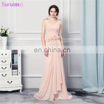 Mermaid Bridesmaid Dresses Handmade Flowers Gorgeous Long Pink Brides Maid Dress Free Shipping Cheap Under 100