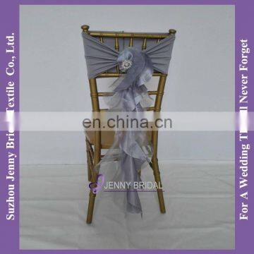 C308A Spandex Chair Sash With Buckle Fancy Ruffled Wedding Chair Sashes