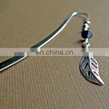 New product 2015 fashion feather metal bookmark metal custom bookmark