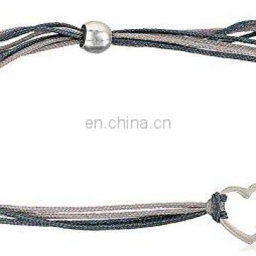 Wholesale Simple Design Silver Plating Small Open Heart With Mix String Friendship Bracelets photo-1