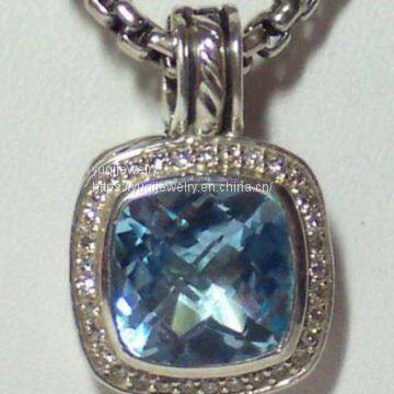 Sterling Silver Jewelry 11mm blue topaz albion enhancer(P-003)