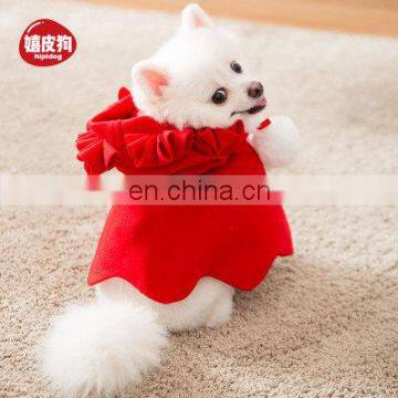 Pet Dog Cat Christmas Clothes Cloak Hoodwinked Woolen Overcoat With Fuzzy Ball for Pomeranian photo-6