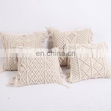 Hand Woven Design Sofa Home Decorative Handmade Knitting Macrame Cushion Cover