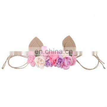 Girl Flower Ear Hairband Baby Easter Headband