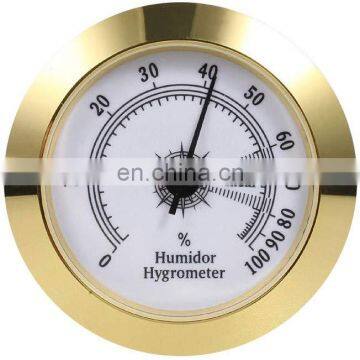 HQS006 Gold 2 inch Diameter Round metal Cigar Hygrometer electronic hygrometer cigar accessories for Cigar Humidor factory price