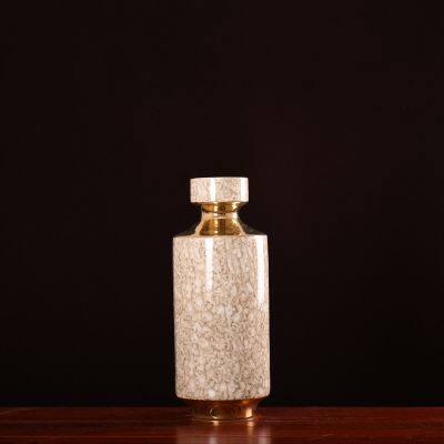 Agate Red Gild Gold Light Luxury Hand Made Ceramic Dry Flower Vase For Bedroom Decor photo-4