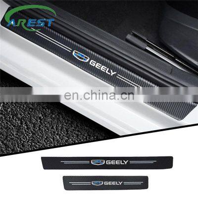 4pcs car Sticker door carbon leather Fiber Sill Plate For geely atlas coolray mk cross emgrand GS GL styling accessories