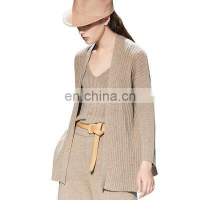 Women Sleeveless Wool Cashmere Knit Vest Camisole and Cardigan Set photo-2