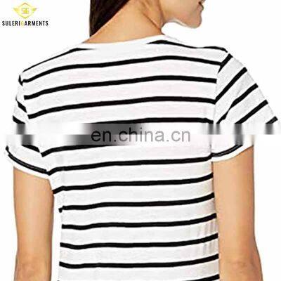 Good Quality Full Striped Women T Shirts Wholesale Summer Casual Wear Women T-shirt photo-5