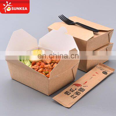 White clay coating inside kraft outside paper lunch food takeaway container