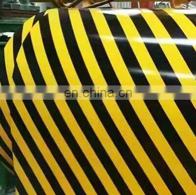 Yellow and Black Color Coated Warning Tape Steel Coil PPGI Traffic Sign Steel Coil