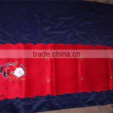 Most fashionable red home textile Christmas design fabric cutwork embroidery tablecloth lmzc1003(5)