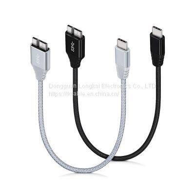 USB C to Micro 3.0 Nylon Braided Metal Connector Type C 3.0 to Micro B Cable, Fast Charging Syncing Compatible for Toshiba Canvio,Westgate,Seagate,Galaxy S5 Note 3 photo-3