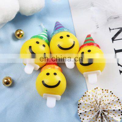 4Pcs/Pack Birthday Cake Candle Smile Face Decoration Candle For Kid's Birthday Creative Cake Topper