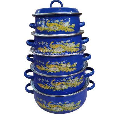 5pcs Vitreous Enamel Pot Enamel tableware    5 pcs enamel cookware set