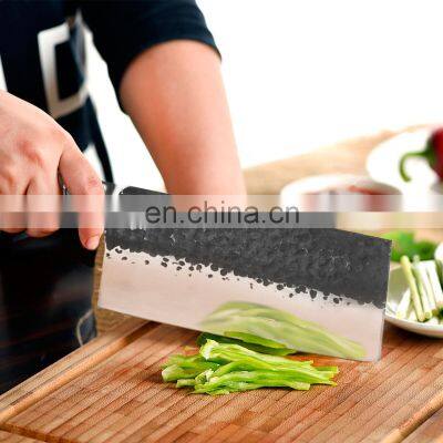 8 Inch Chinese Style Forged Hammered Stainless Steel Kitchen Meat Cleaver Chopping Knife With Wood Handle Slicing Knife photo-4