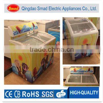 chest type sliding door R134a deep chest freezer double glass door ice cream freezer