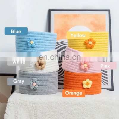 Cotton woven basket Rope baby Closet pet toy Fabric Retro cosmetic basket